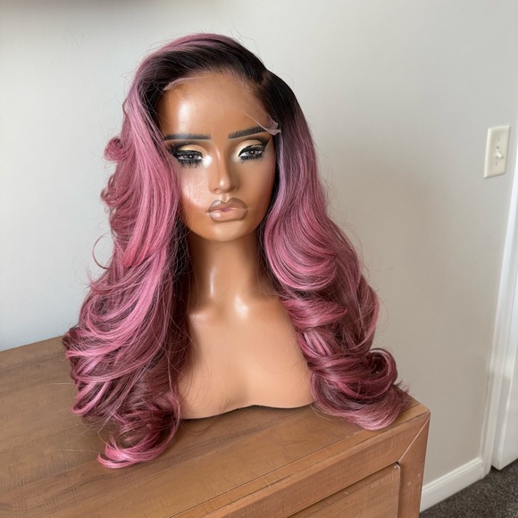Blush Pink and Brown - 100% Raw Human Hair Wig - HD Lace - Picture 2 of 6